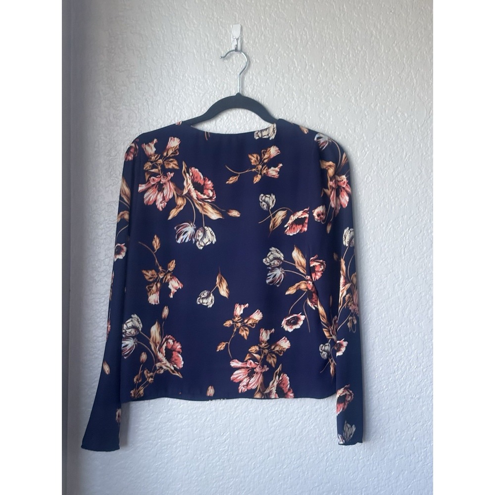 Tahari 100% Polyester V Neck Blue Floral Print Sz Petite Small - Picture 5 of 9